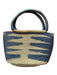 Tan & Navy Straw Leather Handles Top Handles Tote Bag Tan & Navy / M