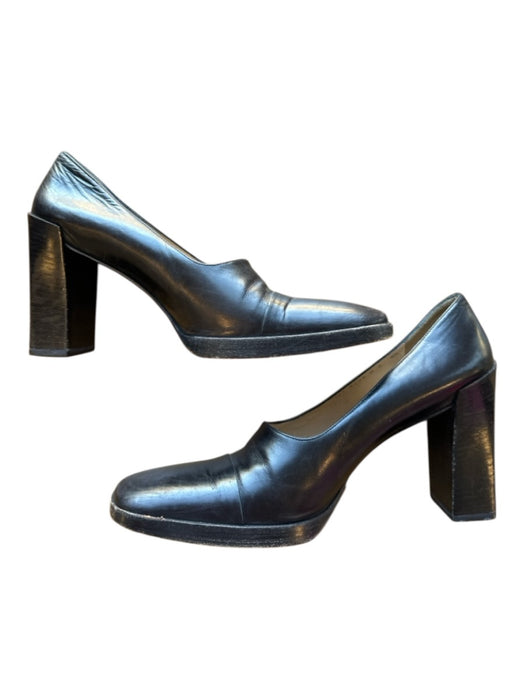 Gucci Shoe Size 8.5 Black Leather Block Heel Square Toe Pumps Black / 8.5