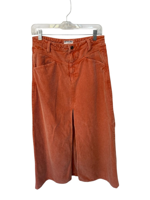 We The Free Size 6 Orange Cotton Corduroy Front Slit Pockets Maxi Skirt Orange / 6