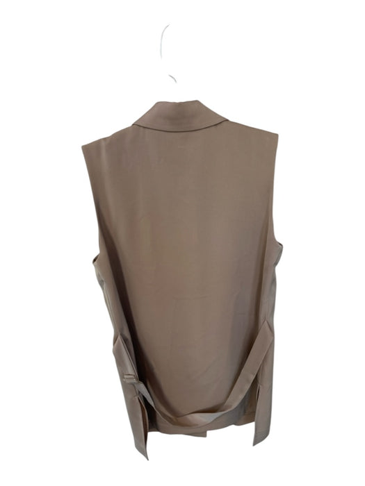 Amanda Maria Size S Taupe Polyester Button Up Sleeveless Collar Top Taupe / S