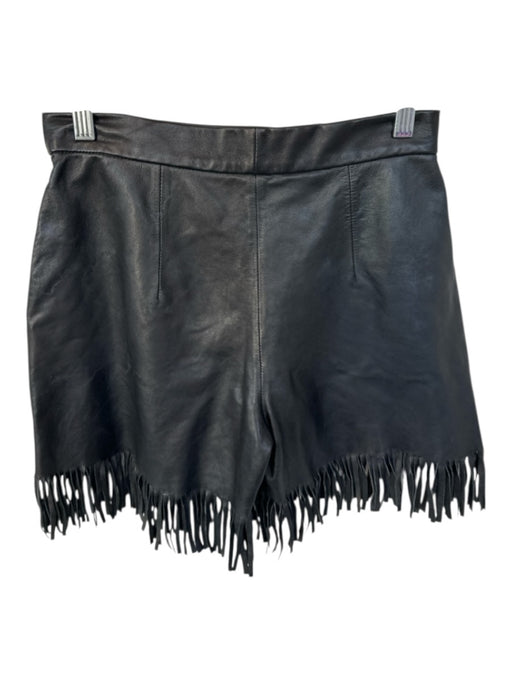 Bully Size 40 Black Lamb Skin Fringe Pockets Zip Fly Mini Shorts Black / 40