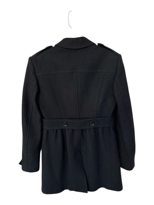 Burberry Size 4 Black Wool Blend Long Sleeve Button Up Trench Midi Coat Black / 4
