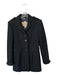 Burberry Size 4 Black Wool Blend Long Sleeve Button Up Trench Midi Coat Black / 4