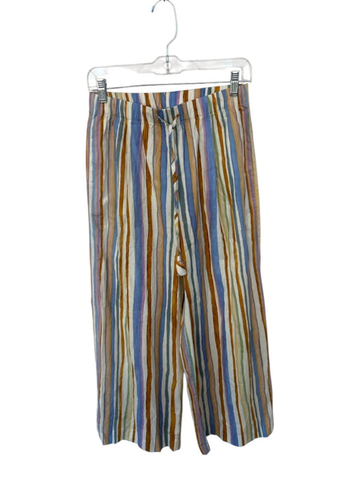 Pinch Size M White & Multi Cotton Striped Drawstring Waist Wide Leg Pants White & Multi / M