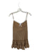 Lioness Size M Tan & White Polyester Blend Spaghetti Strap Plaid Lace Trim Dress Tan & White / M
