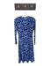 Johnny Was Size XS Blue & White Polyester Blend Long Sleeve Midi Dress Blue & White / XS