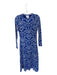 Johnny Was Size XS Blue & White Polyester Blend Long Sleeve Midi Dress Blue & White / XS