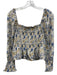 En Saison Size S White, Blue & Multi Polyester Floral Long Sleeve Smocked Top White, Blue & Multi / S