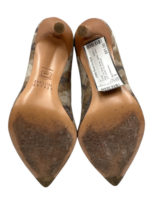 Stuart Weitzman Shoe Size 6 Beige, Tan, Brown Burlap Stiletto camo print Pumps Beige, Tan, Brown / 6