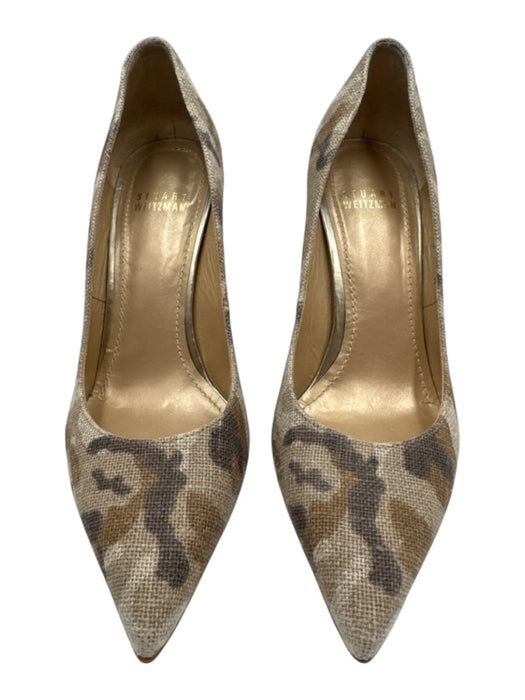 Stuart Weitzman Shoe Size 6 Beige, Tan, Brown Burlap Stiletto camo print Pumps Beige, Tan, Brown / 6