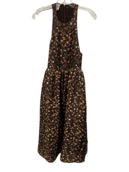 Baum und Pferdgarten Size 34 Brown, Yellow & Black Poly Blend Floral Dress Brown, Yellow & Black / 34