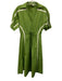 Lovebirds Size S Green & Beige Cotton Shirt Dress V Neck Short Sleeve Midi Dress Green & Beige / S