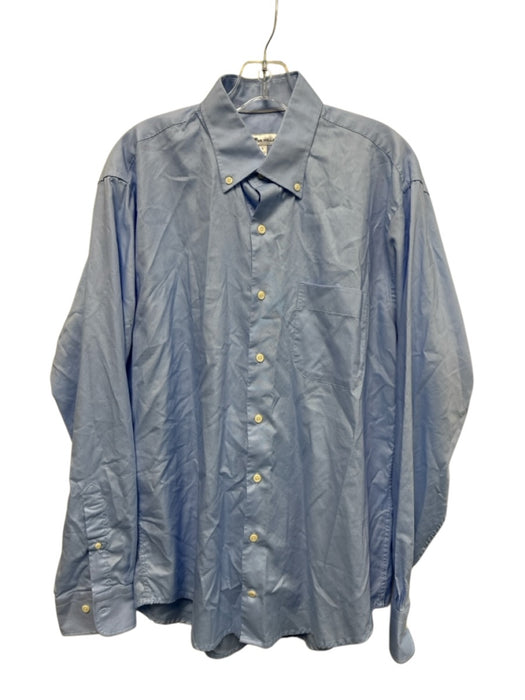 Peter Millar Size L Blue Cotton & Silk button up Collar Solid Long Sleeve Shirt Blue / L