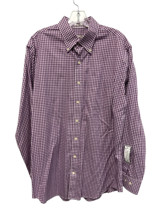 Peter Millar Size L Purple & White Cotton button up Collar Long Sleeve Shirt Purple & White / L