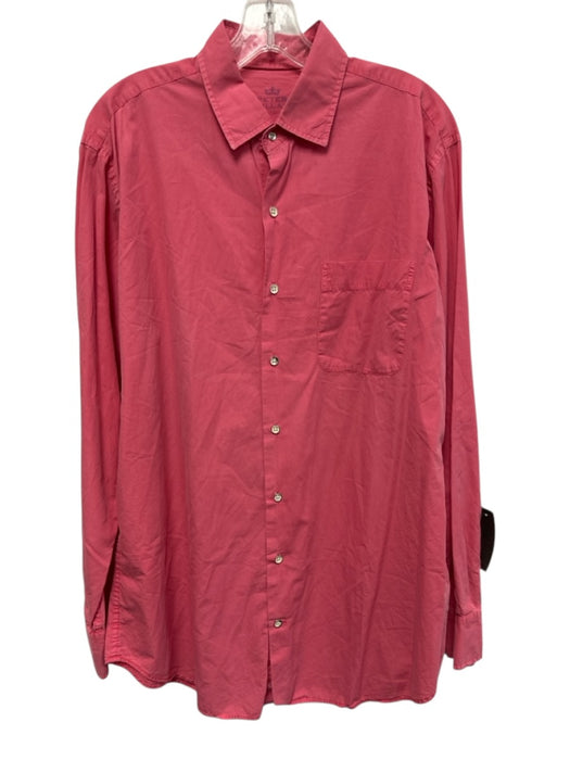 Peter Millar Size L Red Cotton & Silk button up Collar Solid Long Sleeve Shirt Red / L