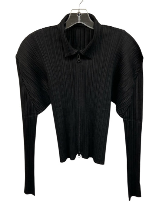 PLEATS PLEASE ISSEY MIYAKE Size 4 Black Polyester Micropleat Crinkle Jacket Black / 4
