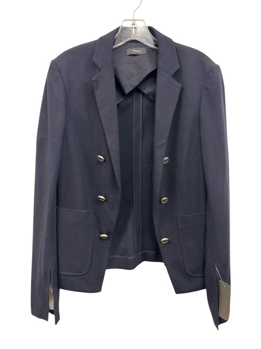 Theory Size 10 Navy Blue Viscose & Polyamide Buttons Blazer Jacket Navy Blue / 10