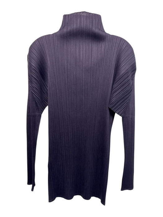 Issey Miyake Size M Purple Polyester Micropleat Crinkle Long Sleeve Top Purple / M