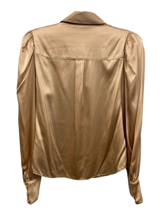 Alice + Olivia Classics Size S Peach Beige Silk Blend Long Sleeve Button Up Top Peach Beige / S