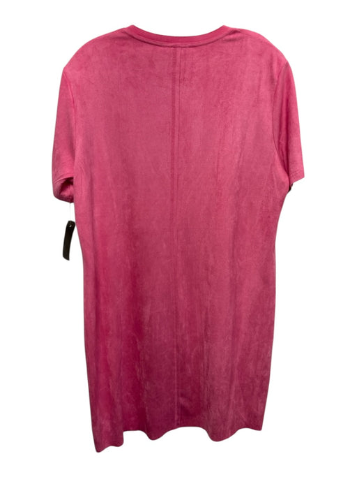 Joh. Size L Bubblegum Pink Polyester Blend Faux Suede Paneled Short Sleeve Dress Bubblegum Pink / L