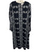 Hyacinth House Size L Black & Beige Rayon Floral Trim Long Sleeve Midi Dress Black & Beige / L