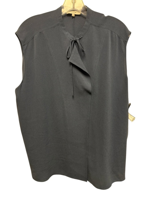 Vince Size L Slate Blue Silk Tie Neck Sleeveless Top Slate Blue / L