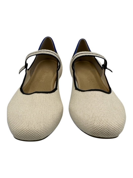 Rothy's Shoe Size 10 Cream & Black Synthetic Knit Contrast Trim Mary Jane Flats Cream & Black / 10