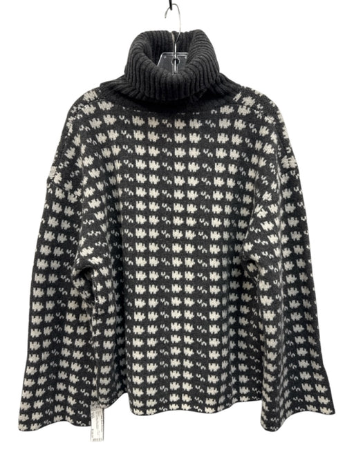 Holzweiler Size Small Gray & Cream Wool Abstract V Neck Knit Long Sleeve Sweater Gray & Cream / Small