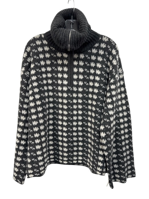 Holzweiler Size Small Gray & Cream Wool Abstract V Neck Knit Long Sleeve Sweater Gray & Cream / Small