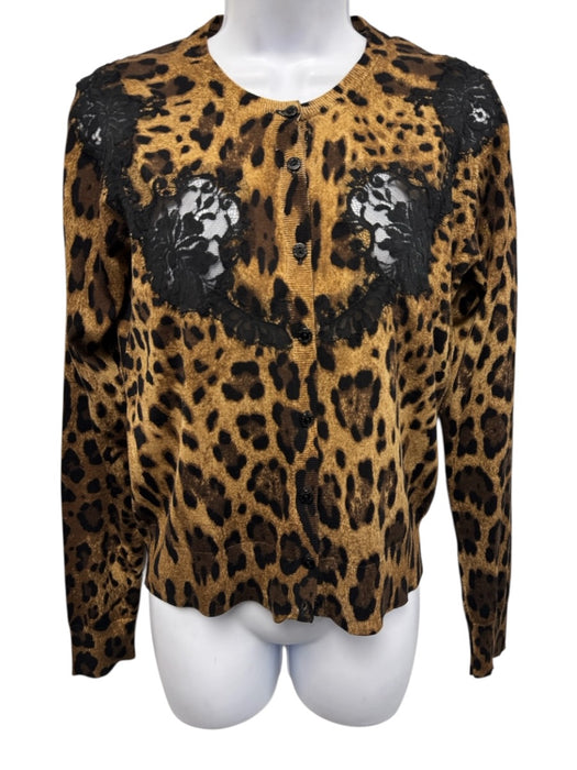 Dolce & Gabbana Size 42 Brown, Black, Beige Cashmere Blend Leopard Sweater Set Brown, Black, Beige / 42
