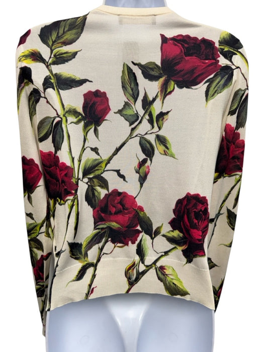 Dolce & Gabbana Cream, Pink, Green Silk Floral Cardigan Tank Set Sweater Set Cream, Pink, Green