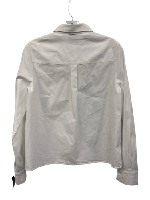 Longchamp Size 36 White Cotton Blend Button Down Long Sleeve Collared Poplin Top White / 36