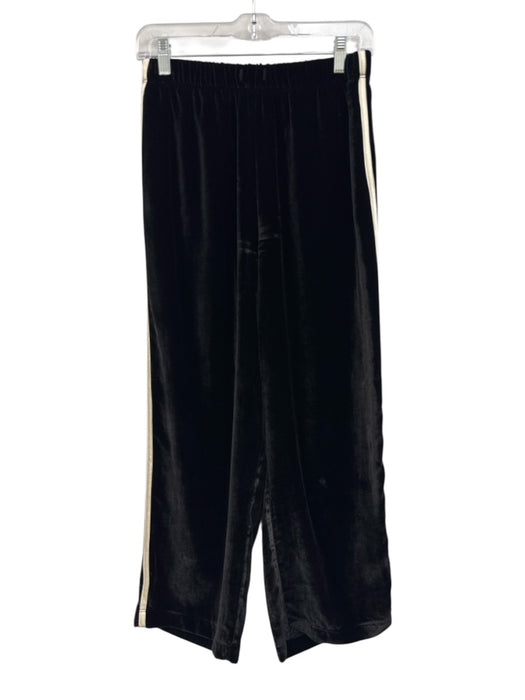 Donni Size Small Black & Cream Rayon Blend Velvet Side Stripe Track Pant Pants Black & Cream / Small