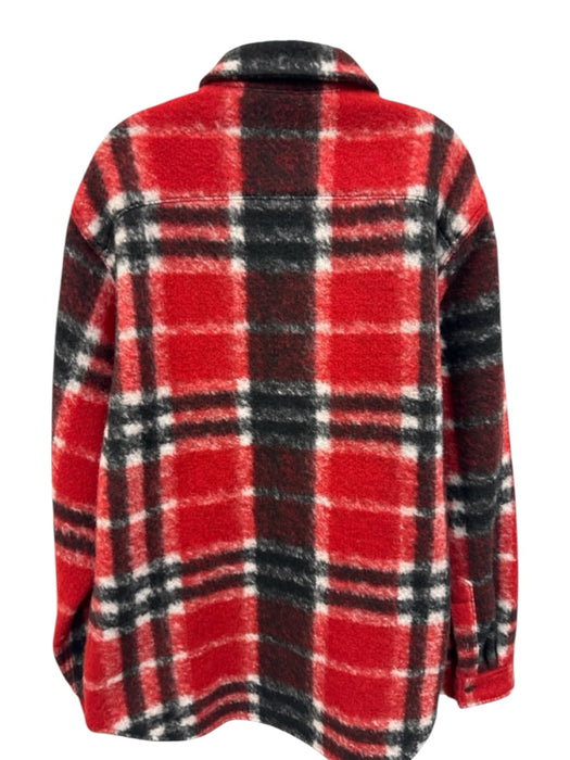 COÛT DE LA LIBERTÉ Size S/M Red, Black, White Polyester Blend Fleece Coat Jacket Red, Black, White / S/M
