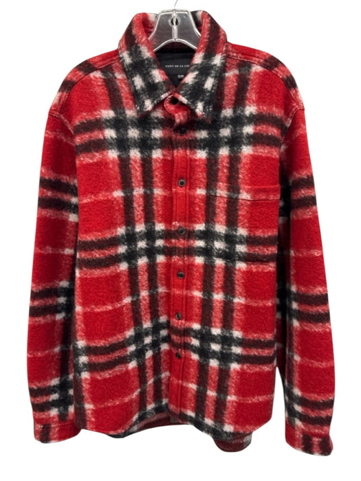 COÛT DE LA LIBERTÉ Size S/M Red, Black, White Polyester Blend Fleece Coat Jacket Red, Black, White / S/M