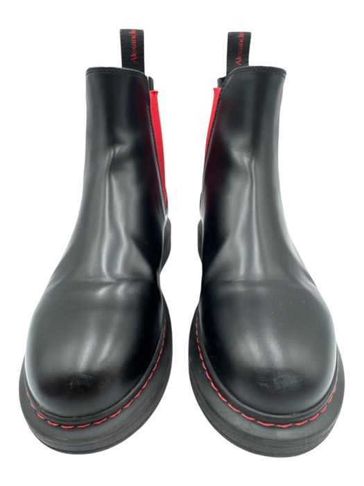Alexander McQueen Shoe Size 37 Black & Red Leather Elastane Calf High Boots Black & Red / 37