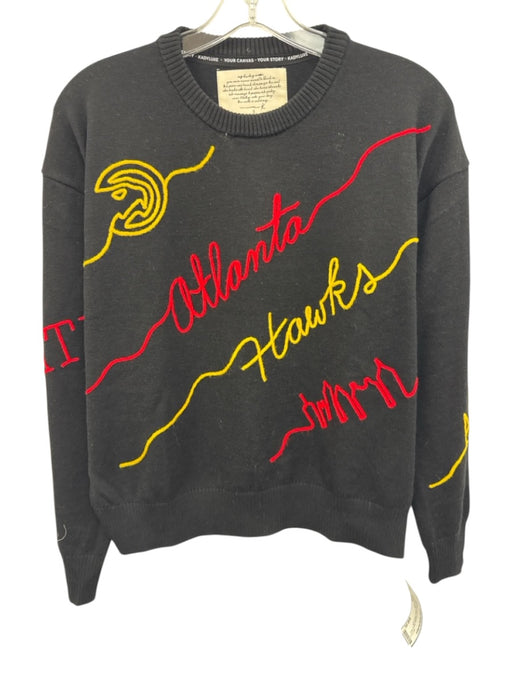 Kadyluxe Size Small Black & Multi Print Polyester Blend Knit Graphic Sweater Black & Multi Print / Small