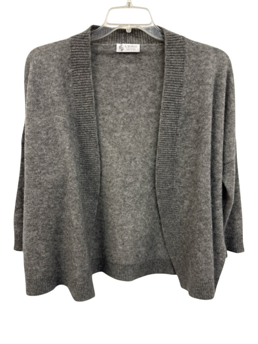 Il Borgo Size 40 Charcoal Cashmere Blend Long Sleeve Knit Open Front Sweater Charcoal / 40