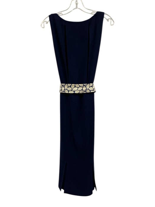 Vera Wang Size M / 8 Navy Blue & White No Fabric Tag Sleeveless Midi Dress Navy Blue & White / M / 8