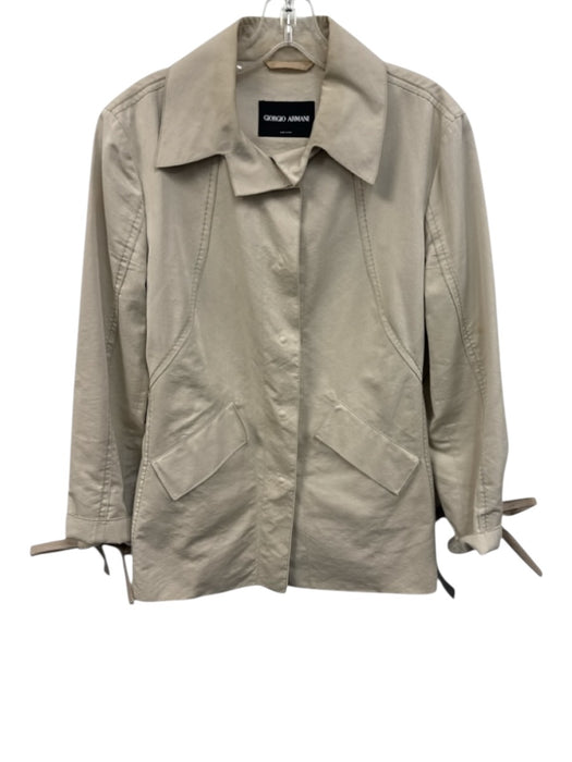Giorgio Armani Size 46 / M Beige Cotton & Silk Snap Button Flap Pocket Jacket Beige / 46 / M