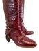 Sarah Flint Shoe Size 42 Red Leather Croc Embossed Round Toe Stacked Heel Boots Red / 42