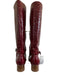 Sarah Flint Shoe Size 42 Red Leather Croc Embossed Round Toe Stacked Heel Boots Red / 42