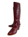 Sarah Flint Shoe Size 42 Red Leather Croc Embossed Round Toe Stacked Heel Boots Red / 42