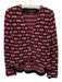 St. John Size 6 Pink, Red, Black Rayon Blend Long Sleeve Knit One Button Sweater Pink, Red, Black / 6