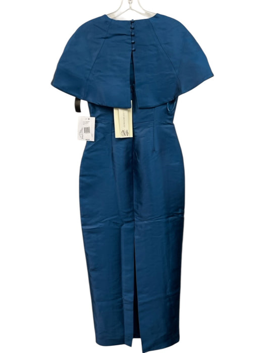 Mestiza New York Size 4 Blue Polyester Blend Sleeveless Shine Midi Caplet Dress Blue / 4