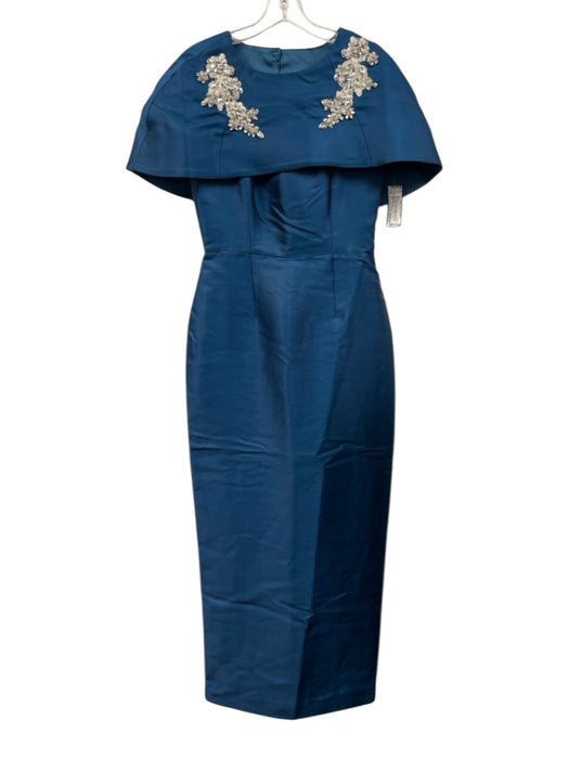 Mestiza New York Size 4 Blue Polyester Blend Sleeveless Shine Midi Caplet Dress Blue / 4