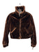 BlankNYC Size S Brown Polyester Faux Fur Zip Front foldover collar Jacket Brown / S