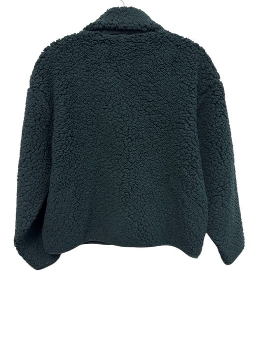 Athleta Size XXS Dark Teal Green Polyester Faux Shearling Zip Front Jacket Dark Teal Green / XXS