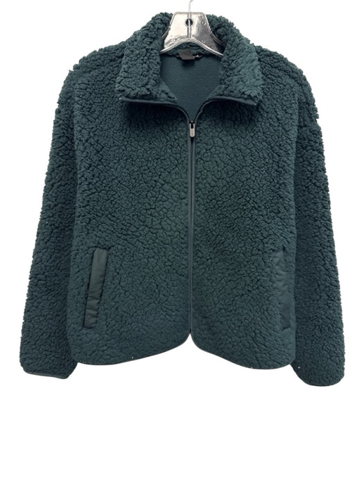 Athleta Size XXS Dark Teal Green Polyester Faux Shearling Zip Front Jacket Dark Teal Green / XXS