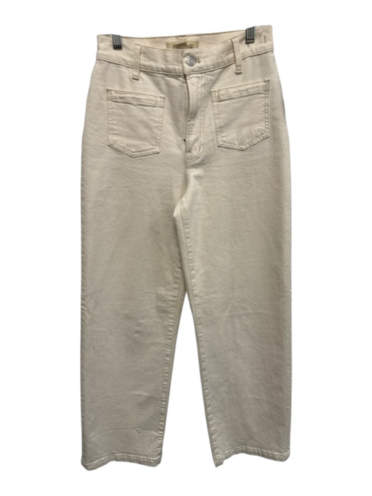 Madewell Size 25 Cream White Cotton Blend Denim Patch Pocket Wide Leg Jeans Cream White / 25